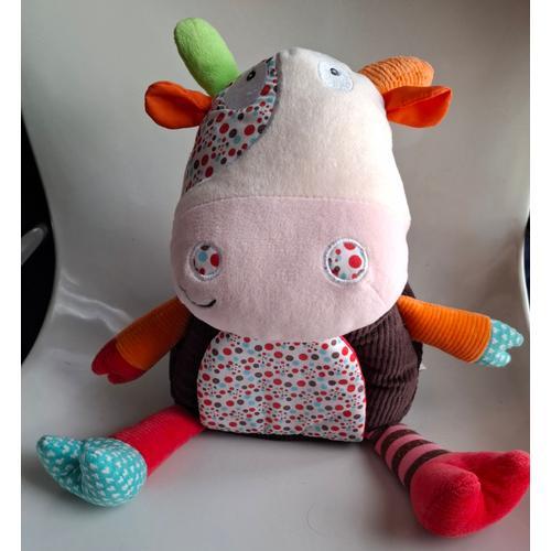 Peluche Doudou Vache - 2 Petits Jouets Dans Son Ventre - Peut Servir De Range Pyjame Pour Un Bébé