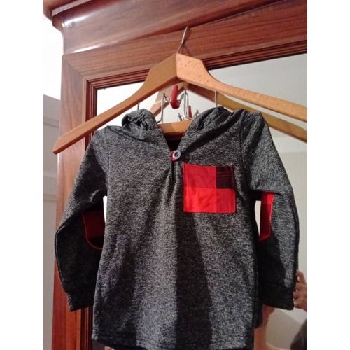 Sweat À Capuche Gris/ Rouge 2/3 Ans.
