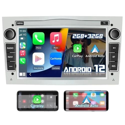 Autoradio Awesafe Android 12 Pour Opel, 2go+32go 7 Pouces Avec Carplay Android Auto Usb Sd Rds Bluetooth - Gris