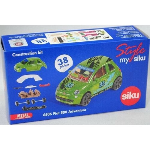 Siku 6506 Set De Bricolage Style My Siku Fiat 500 Adventure Voiture Jouet Métal Plastique Vert Avec Feuilles D Autocollants Pour Personnalisation Portes Ouvrables