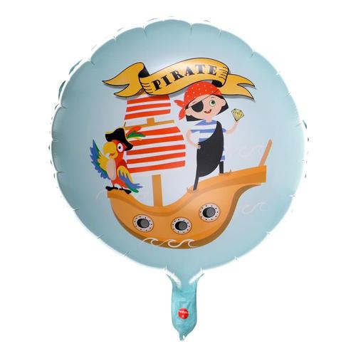 BALLON ALUMINIUM ROND COCO LE PIRATE 45CM BLEU