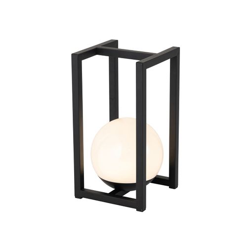 Qazqa Moderne Buiten Tafellamp Zwart Incl. Led Met Touch Oplaadbaar - Nowi Acier /Plastique Noir,Blanc Rectangulaire / Extã©Rieur / Jardin / Luminaire / Lumiere / ÃClairage Led (Non...