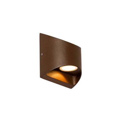 Qazqa Moderne Moderne Buitenwandlamp Roestbruin Incl. Led Ip54 - Mal Aluminium /Verre Brun Rouille Rectangulaire / Extã©Rieur / Jardin / Luminaire / Lumiere / ÃClairage Led (Non...