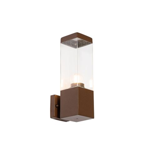 Qazqa Moderne Moderne Buiten Wandlamp Roestbruin - Malios Acier Inoxydable /Plastique Brun Rouille Rectangulaire / Extã©Rieur / Jardin / Luminaire / Lumiere / ÃClairage E27 Max. 1 X 15 Watt
