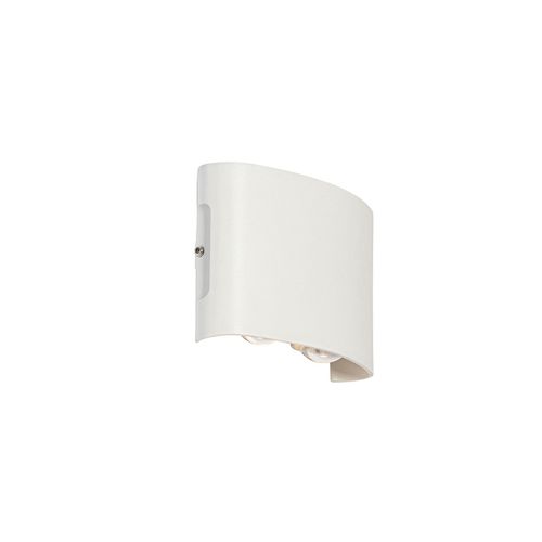 Qazqa Moderne Buiten Wandlamp Wit Incl. Led 4-Lichts Ip54 - Silly Aluminium /Plastique Blanc Ovale / ÃClairage Dessus Dessous / Extã©Rieur / Jardin / Luminaire / Lumiere Led (Non...