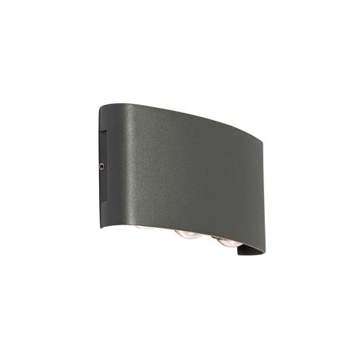 Qazqa Moderne Buiten Wandlamp Donkergrijs Incl. Led 6-Lichts Ip54 - Silly Aluminium /Plastique Gris Foncã© Oblongue / ÃClairage Dessus Dessous / Extã©Rieur / Jardin / Luminaire / Lumiere...