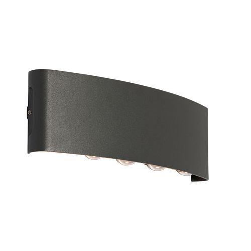 Qazqa Moderne Buiten Wandlamp Donkergrijs Incl. Led 10-Lichts Ip54 - Silly Aluminium /Plastique Gris Foncã© Oblongue / ÃClairage Dessus Dessous / Extã©Rieur / Jardin / Luminaire / Lumiere...
