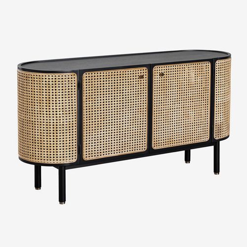 Buffet En Rotin Et Bois Crawley Noir Uni
