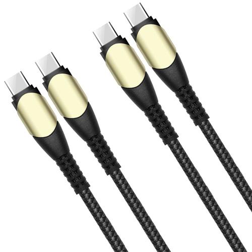 Lot de 2 Câble USB-C vers USB-C Rapide 60W pour Samsung S22 Ultra S22 S23+ S23 Ultra S21 FE S21 S20 S10 - Nylon Robuste 1M Noir - E.F.Connection