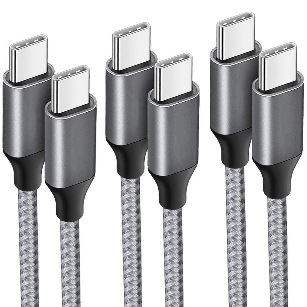 Lot de 4 câbles USB / USB type C . En nylon tressé . Longueurs