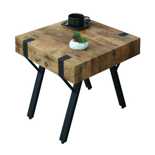 Table D'appoint Hwc-L54, Table Basse Table De Chevet Table De Salon, Métal Mdf 50x50x50cm   Chêne Sauvage Foncé