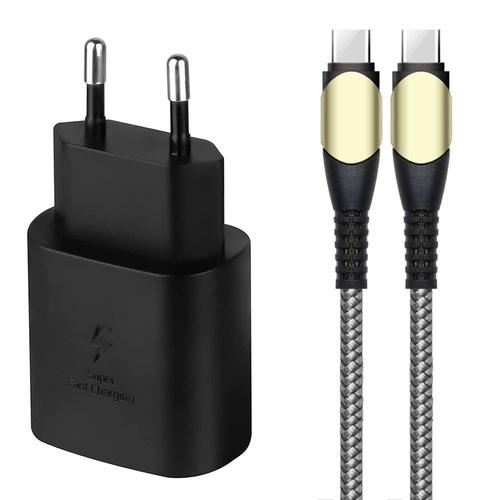 Chargeur Secteur Rapide 25W + Câble USB-C vers USB-C 60W pour Samsung  Galaxy A54 A53 A52 4G/5G A52s A34 A33 A32 - E.F.Connection