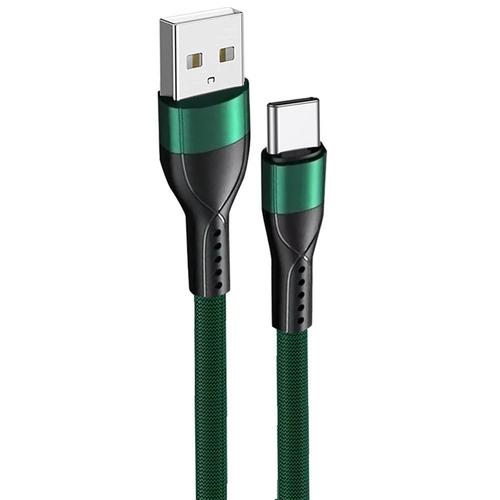 Câble USB-C Rapide Nylon Tressé 3A pour Samsung Galaxy M52 5G M13 4G M23 5G M32 M33 - 1M Vert - E.F.Connection