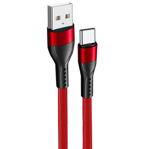 Câble USB-C Rapide 3A pour Samsung Galaxy A54 A53 A52 4G/5G A52s A34 A33 A32 - 1 Mètre Rouge Nylon Fin Tressé - E.F.Connection