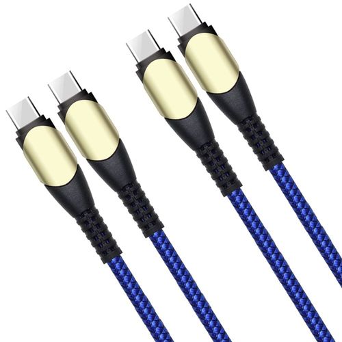 Lot-2 Câble Usb-C Vers Usb-C Charge Rapide 60w Pour Redmi Note 12 4g/5g Note 12 Pro+ Note 10 11 11s 11 Pro - Nylon Tressé 1m Bleu - E.F.Connection