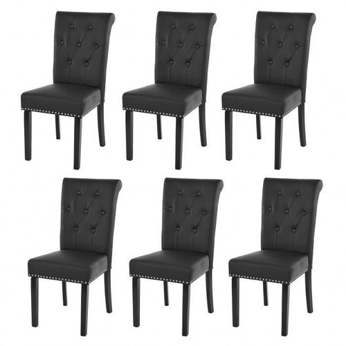 Lot De 6 Chaises De Salle À Manger Design Noir Pieds Foncés Cds04210