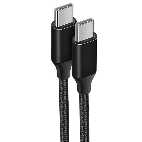 Câble USB-C vers USB-C Charge Rapide 3A pour Xiaomi Redmi OPPO Samsung - Nylon Tressé 1M Noir - E.F.Connection