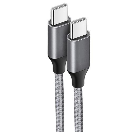 Câble USB-C vers USB-C Charge Rapide 3A pour Samsung Xiaomi Redmi OPPO - Nylon Renforcé Gris 1M - E.F.Connection
