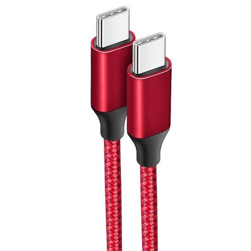 Câble USB-C vers USB-C Rapide 3A pour Samsung S22 Ultra S22 S23+ S23 Ultra S21 FE S21 S20 S10 S9 - Nylon Renforcé 1M Rouge - E.F.Connection