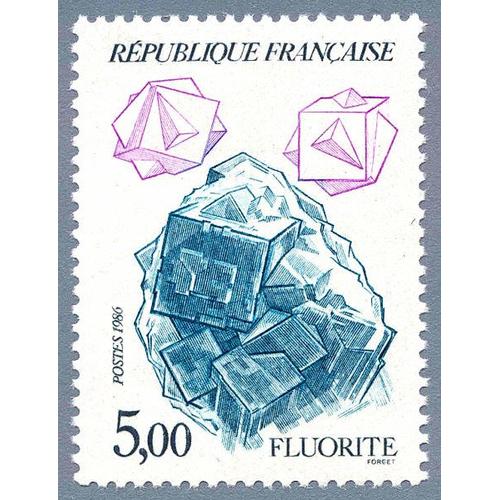 France 1986, Très Beau Timbre Neuf** Luxe Yvert 2432, 4ème Série Nature De France - Minéraux, La Fluorite.