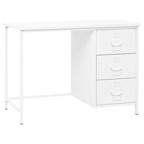 Vidaxl Bureau Industriel Avec Tiroirs Blanc 105x52x75 Cm Acier