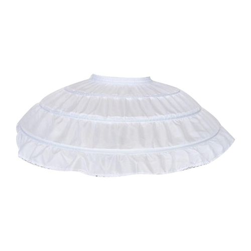 Children Girls 3 Steel Hoops White Petticoat Wedding Gown Dress Underskirt Elast
