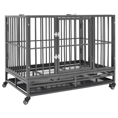 Vidaxl Cage Pour Chiens Avec Roues Acier 92x62x76 Cm