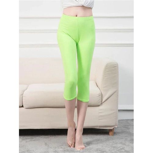 Hakci-Leggings Courts En Polyester Pour Femme,Capris,Jegging,Pantalon Court,Mi-Mollet,Élastique,Monochromatique,Noir,Fitness,Été,Toxique
