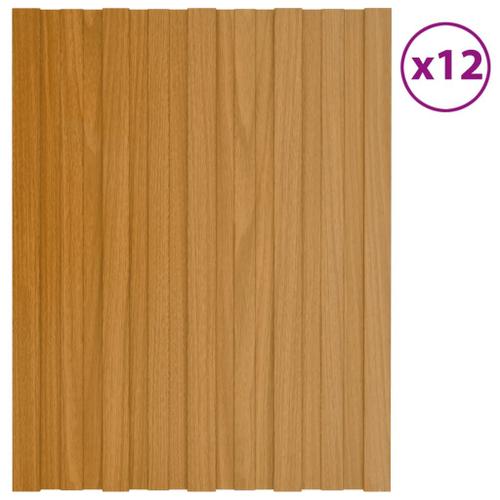 Vidaxl Panneaux De Toiture 12 Pcs Acier Galvanisé Bois Clair 60x45 Cm