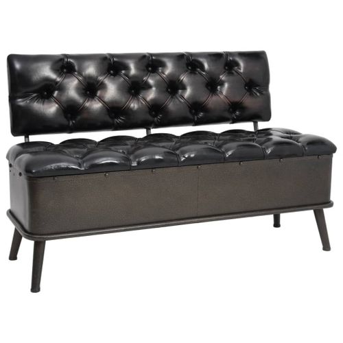 Vidaxl Banc De Rangement Avec Dossier 110 Cm Noir Similicuir