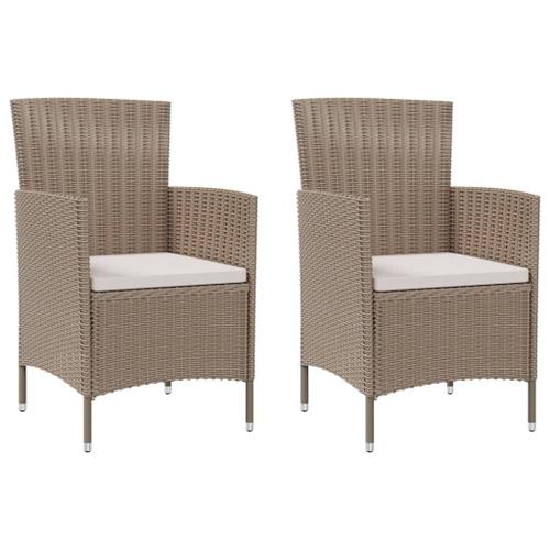 Vidaxl Chaises De Jardin Avec Coussins 2 Pcs Résine Tressée Beige