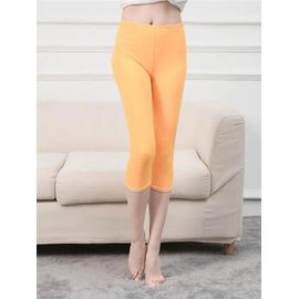 Hakci-Leggings Courts En Polyester Pour Femme,Capris,Jegging,Pantalon Court,Mi-Mollet,Élastique,Monochromatique,Noir,Fitness,Été,Toxique