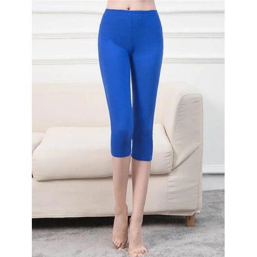 Hakci-Leggings Courts En Polyester Pour Femme,Capris,Jegging,Pantalon Court,Mi-Mollet,Élastique,Monochromatique,Noir,Fitness,Été,Toxique