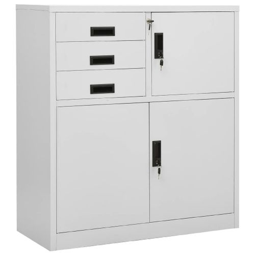 Vidaxl Armoire De Bureau Gris Clair 90x40x102 Cm Acier