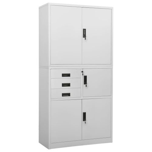 Vidaxl Armoire De Bureau Gris Clair 90x40x180 Cm Acier