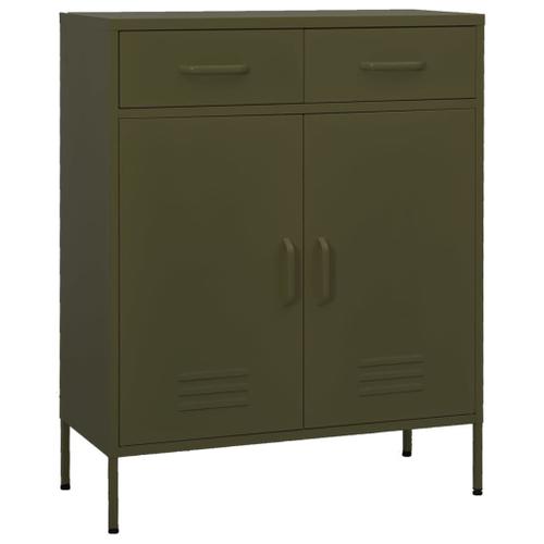 Vidaxl Armoire De Rangement Vert Olive 80x35x101,5 Cm Acier