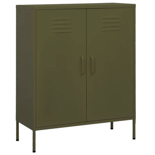 Vidaxl Armoire De Rangement Vert Olive 80x35x101,5 Cm Acier