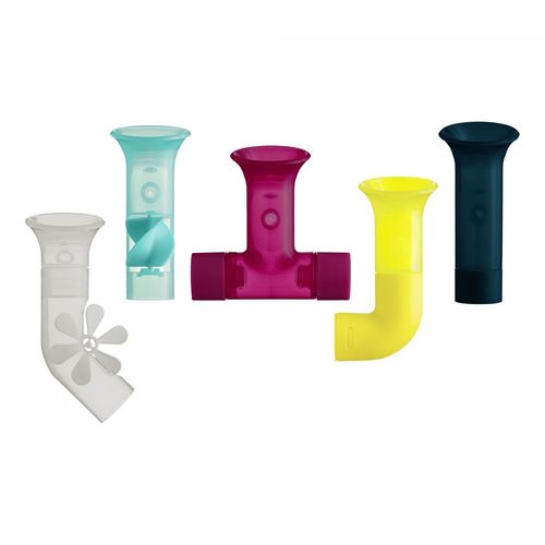 La Puericulture - Boon Pipes 5 Tuyaux Ventouse Avec Accessoires Couleurs Fortes Pour Le Bain