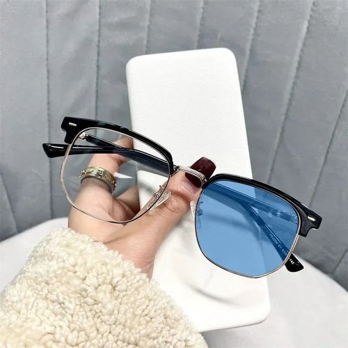 Lunettes De Soleil Photochromiques Intelligentes Pour Femmes,Rétro,Moins Dioptriques,Unisexe,Blocage De La Lumière Bleue,Lunettes Optiques,Lunettes De Myopie - Type Black Gold(Blue) #C