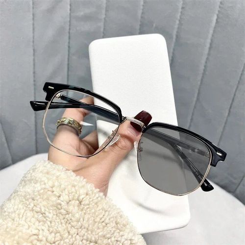 Lunettes De Soleil Photochromiques Intelligentes Pour Femmes,Rétro,Moins Dioptriques,Unisexe,Blocage De La Lumière Bleue,Lunettes Optiques,Lunettes De Myopie - Type Black Gold(Gray) #B