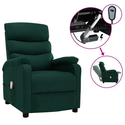 Vidaxl Fauteuil Inclinable Électrique De Massage Vert Foncé Tissu