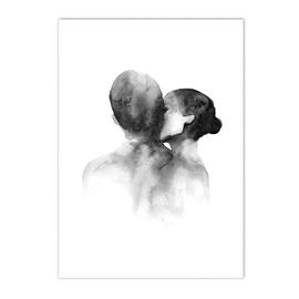 Affiche de Couple main dans la main noir et blanc peinture sur