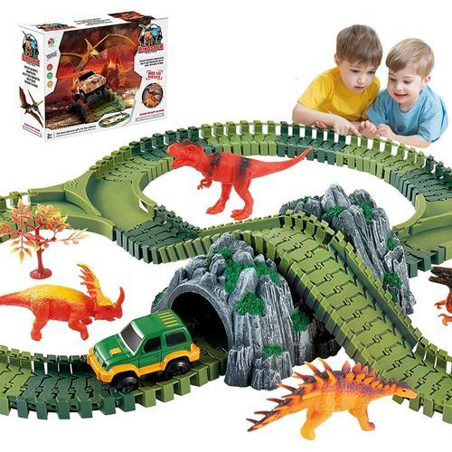 Circuit De Voiture Pour - Cadeau De Noël De Jouet De Rail De Voiture De Thème De Dinosaure Flexible - Jeu Éducatif De Jeu De Route De Voiture De Jouet Pour Des Filles Et Des Garçons