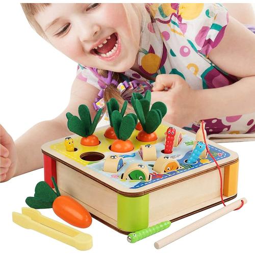 Jeu De Pêche Montessori # Jouet De Pêche Au Ver 3 En 1 Pour La Récolte De Carottes # Jouets De Motricité Fine Apprentissage De La Cognition Main-¿Il Éducation Jeux De Société Préscolaires