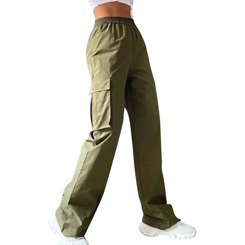 Pantalons Femmes Taille Haute Jogging Pantalons Teen Girls Straight Sport Pantalons Élastiques Ceinture Capri Pantalons Évasés Sport Jogging Pantalons Serrés Poches Jointes