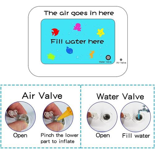 Tapis Eau Gonflé Enfant,Tapis d'eau Gonflable pour Bébé,60 x 50 cm Tapis d' eau de bébé,jouets sensoriels pour enfants de 3 à 12 mois(Le monde  sous-marin)