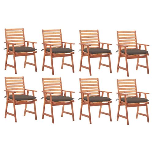 Vidaxl Chaises À Dîner D'extérieur 8 Pcs Avec Coussins Acacia Massif