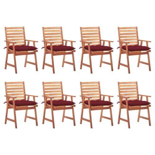 Vidaxl Chaises À Dîner D'extérieur 8 Pcs Avec Coussins Acacia Massif