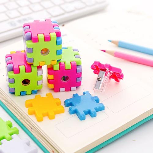 Taille Crayon En Plastique Rubik's Cube Pour Enfants, 2 Pièces/Lot, Mini Taille Crayon Créatif En Forme De Cube, Papeterie Kawaii Pour Cadeaux D'étudiants