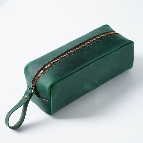Trousse À Crayons En Cuir Group De Grande Capacité,Sac D'école En Peau De Vache À Fermeture Éclair,Rangement Rétro Pour Étudiant - Type Green